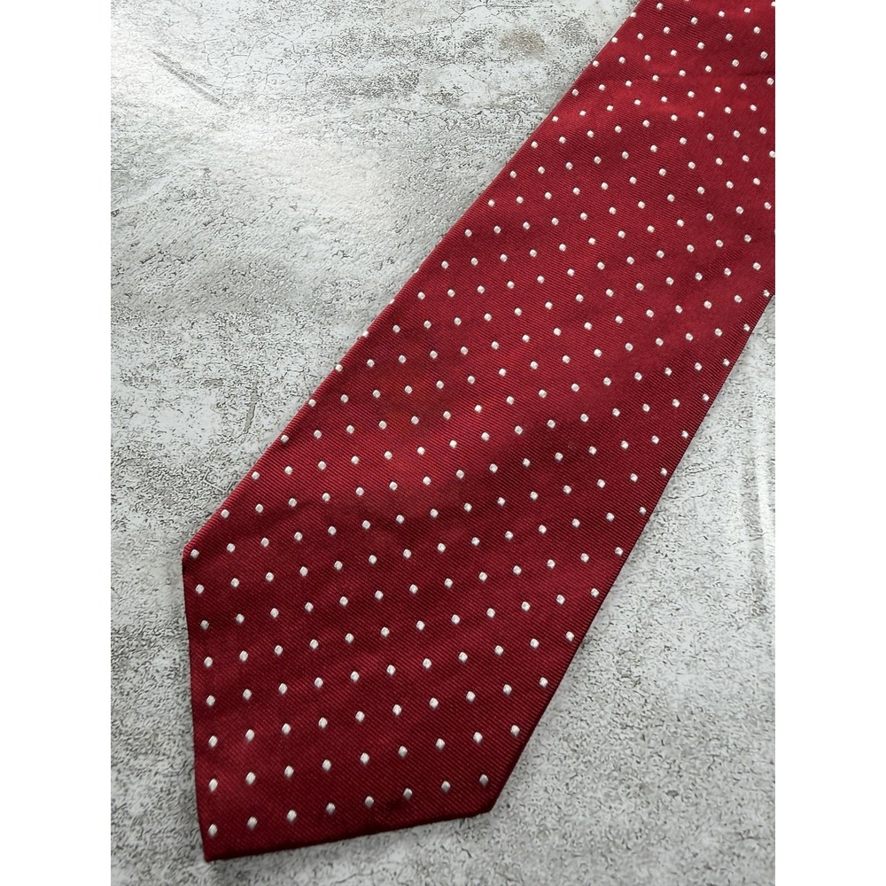 Brooks Brothers Tie Mens One Size Red Polka Dot 100% Silk Woven Logo Classic
